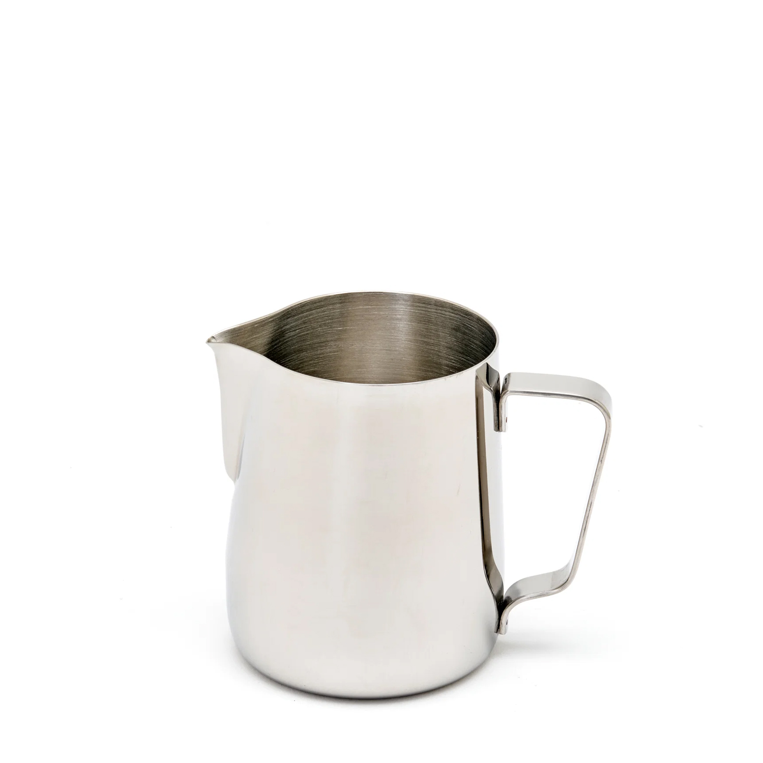 Jarra lechera Rhino Coffee Gear Classic de acero inoxidable de 360 ml sobre fondo blanco
